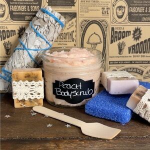 Handcrafted Coconut Oil ..Peach Body Scrub Treasure Box..🖤🫶🏽